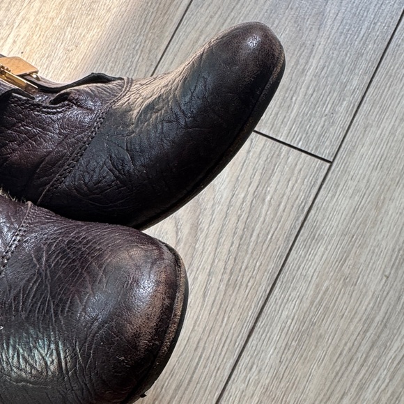 Fabi Dark Brown Leather Heeled Mary Jane with Gold Accent - Picture 9 of 10